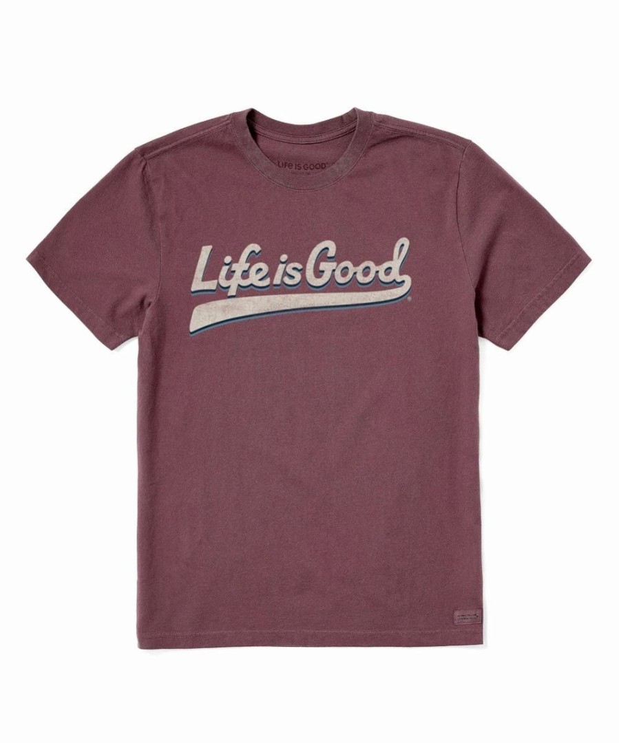 Online * Brand New Life Is Good Mahogany Brown 'Life Is Good' Ball Yard Crusher-Lite Crewneck Tee Men