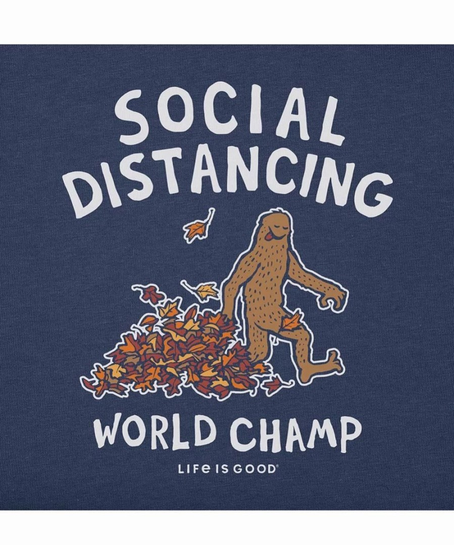 Clearance * Best Deal Life Is Good Darkest Blue Bigfoot 'Social-Distancing' Logo Crewneck Tee Kids