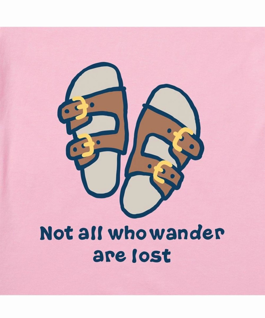 Clearance * Best Reviews Of Life Is Good Happy Pink 'Not All Who Wander' Sandals Long-Sleeve Tee Women