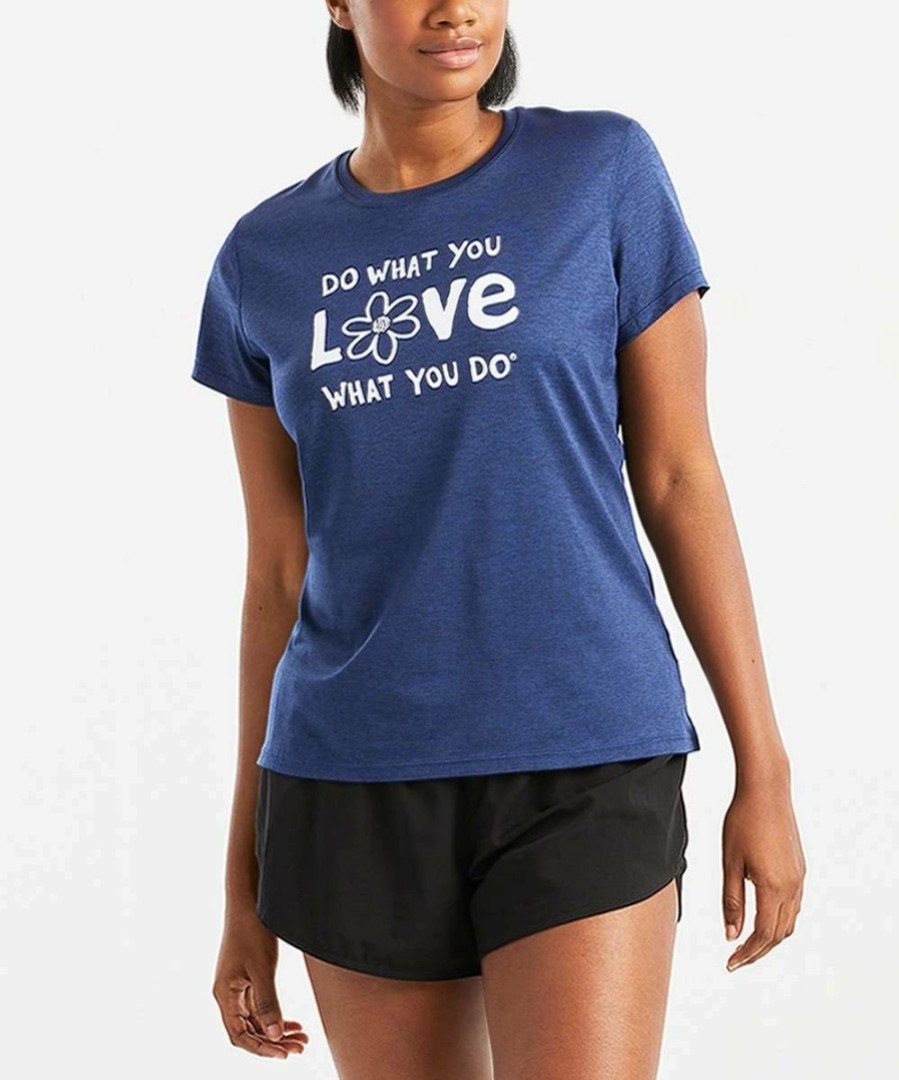 Clearance * Cheap Life Is Good Darkest Blue 'Do What You Love' Logo Crewneck Active Tee Women