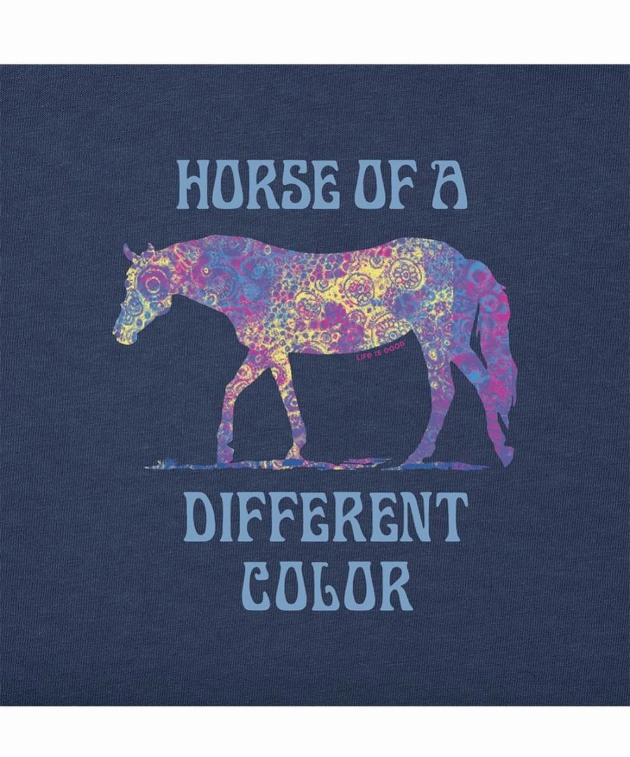 Clearance * Hot Sale Life Is Good Darkest Blue 'Horse Of A Different Color' Crusher Crewneck Tee Women