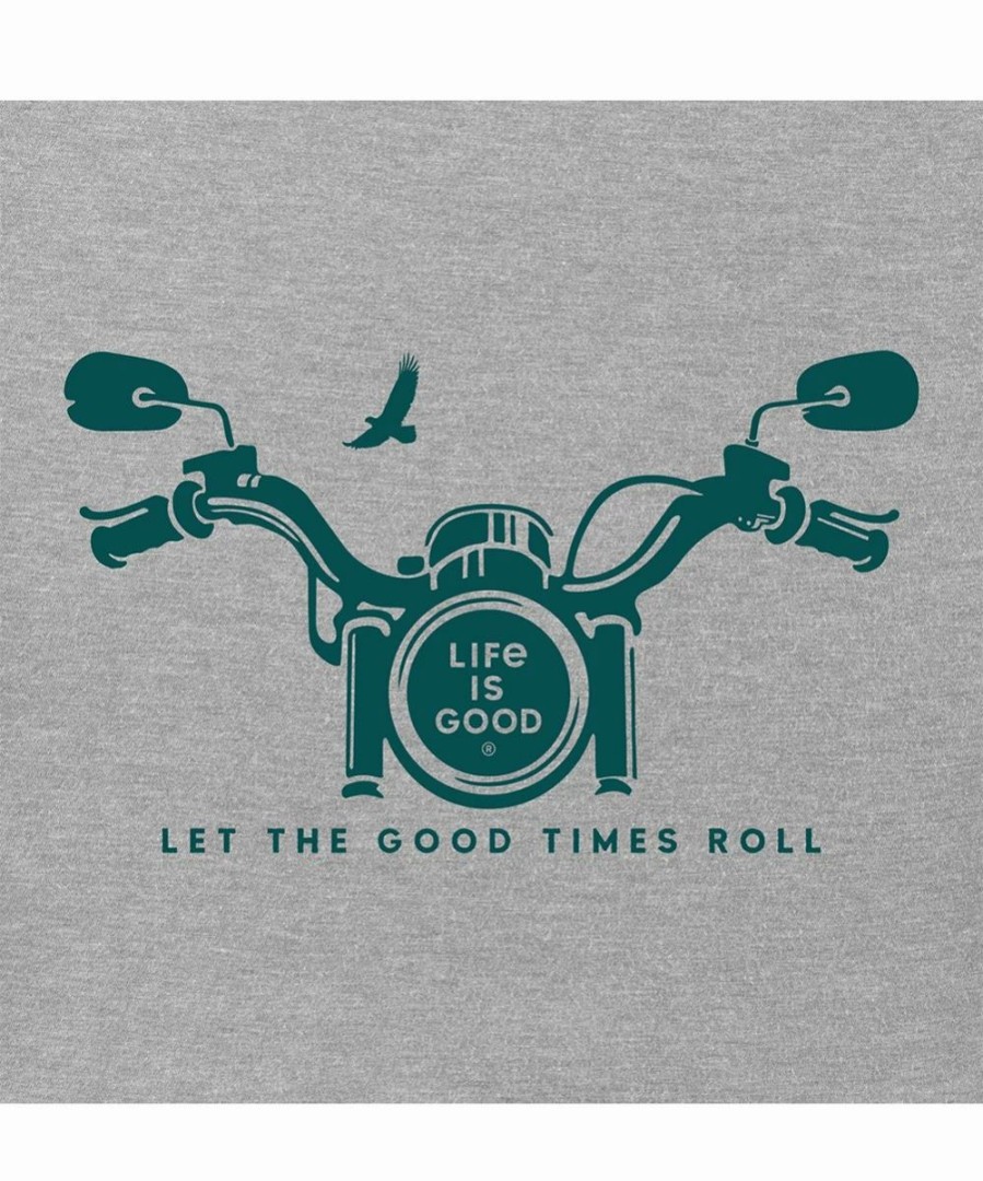 New * Buy Life Is Good Heather Gray 'Let The Good Times Roll' Motorcycle Crusher Crewneck Tee Men