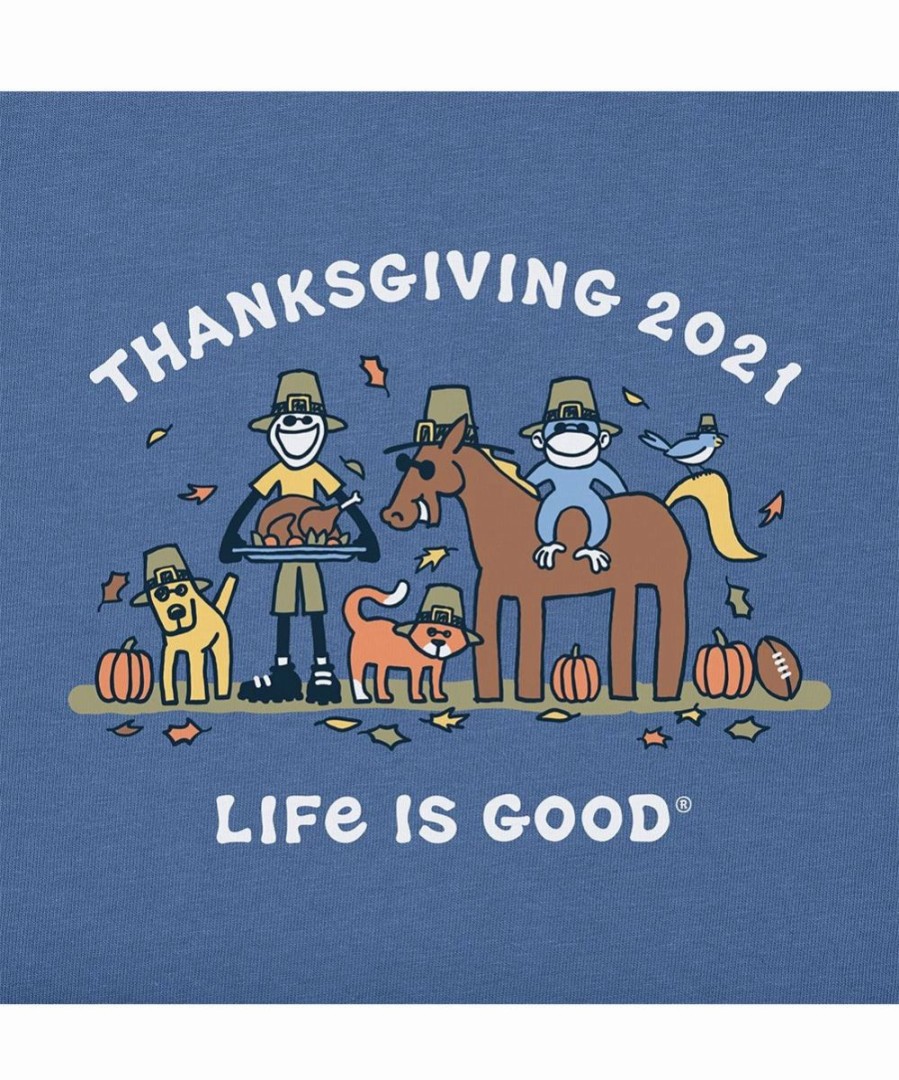 Hot * Best Sale Life Is Good Vintage Blue 'Thanksgiving' Crusher Crewneck Tee Plus