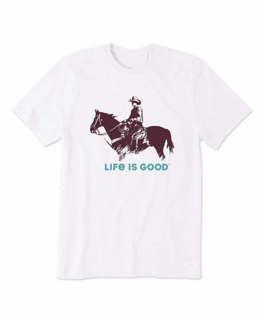 Wholesale * New Life Is Good Cloud White 'Life Is Good' Western Rider Crusher Crewneck Tee Men