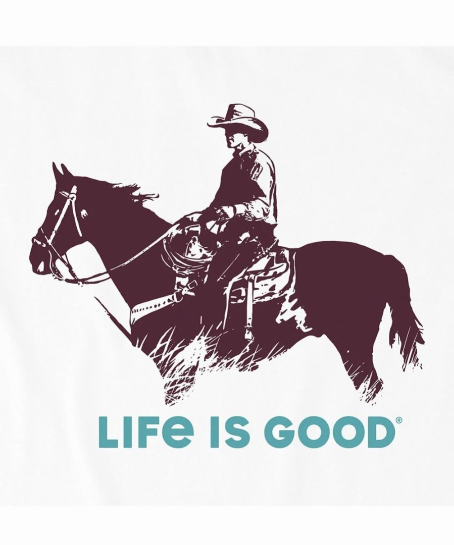 Wholesale * New Life Is Good Cloud White 'Life Is Good' Western Rider Crusher Crewneck Tee Men