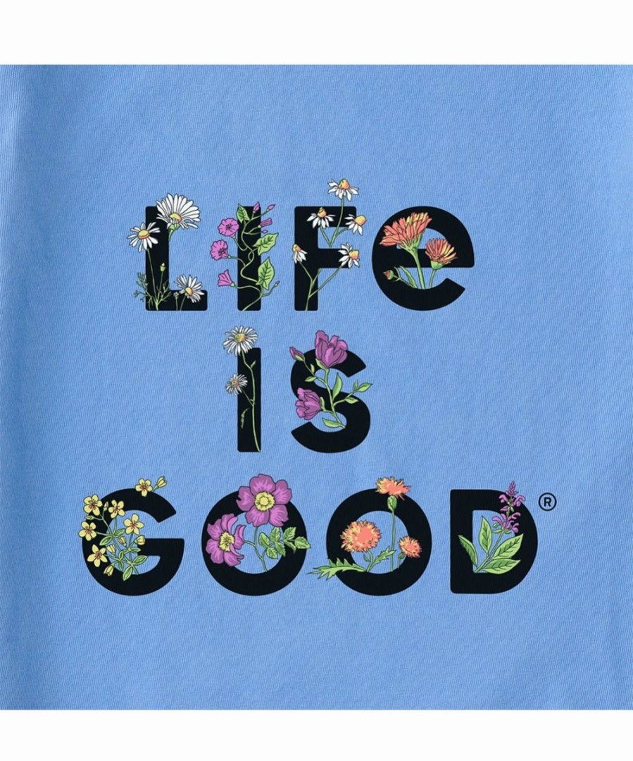 Best * Best Sale Life Is Good Cornflower Blue Crusher Stack Flower Hoodie Kids