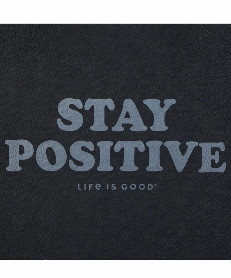 Clearance * Cheapest Life Is Good Jet Black 'Stay Positive' Crewneck Tee Men