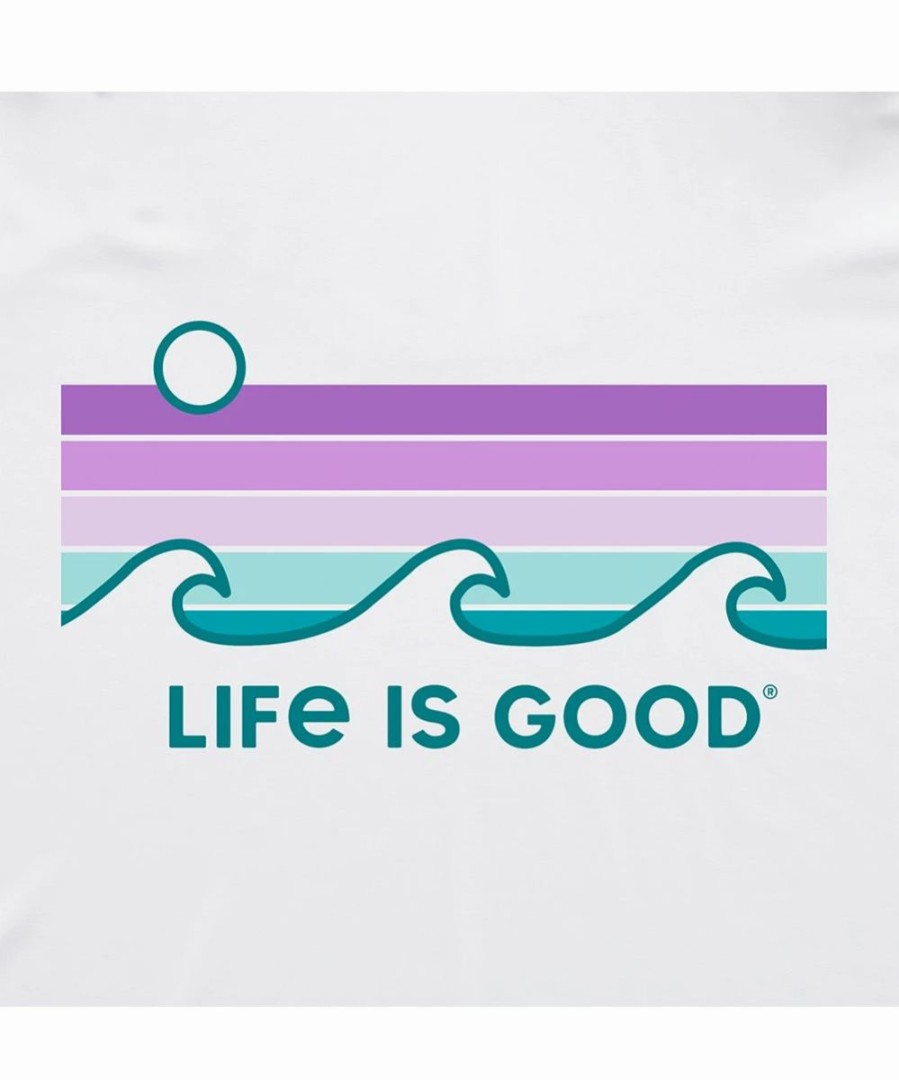 Hot * Coupon Life Is Good Cloud White Cationic Retro Wave Strip Long-Sleeve Crewneck Tee Women & Plus