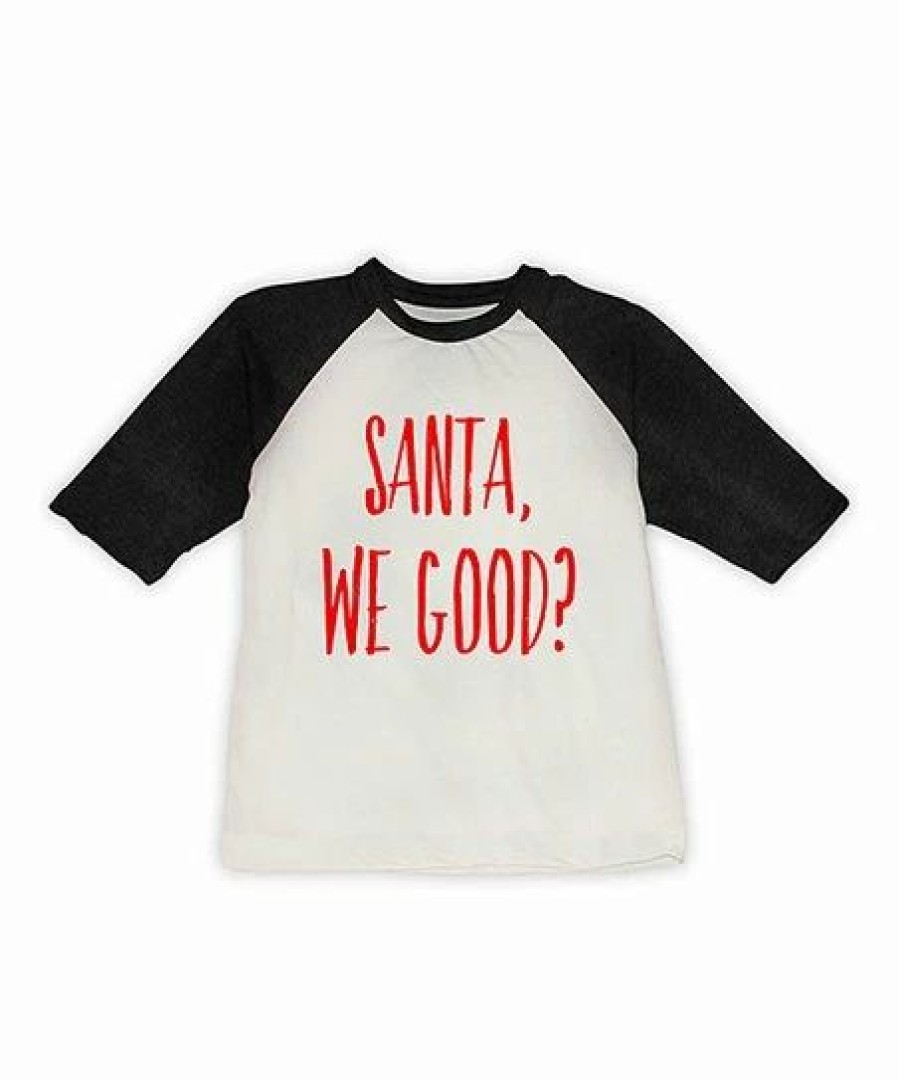 Clearance * Coupon Cream & Black 'Santa, We Good?' Raglan Tee Toddler & Kids