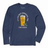 Wholesale * Cheap Life Is Good Darkest Blue 'Wonderful Time For A Beer' Long-Sleeve Tee Men