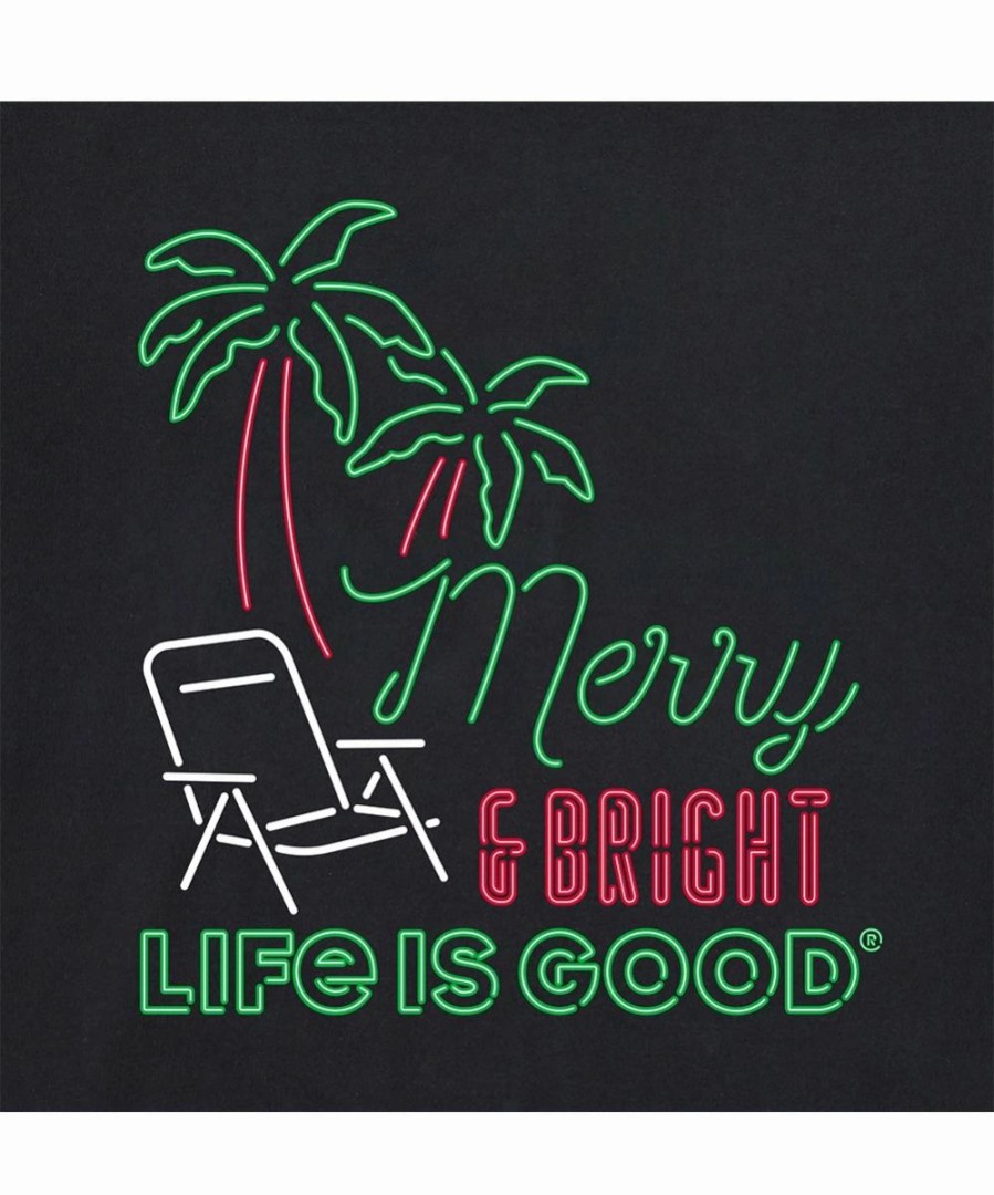 Hot * Flash Sale Life Is Good Jet Black 'Merry & Bright' Neon Crusher V-Neck Tee Women