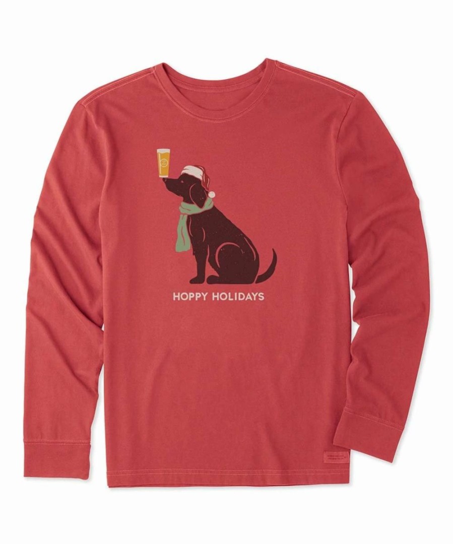 Clearance * Cheapest Life Is Good Faded Red 'Hoppy Holidays' Crusher Long-Sleeve Tee Men