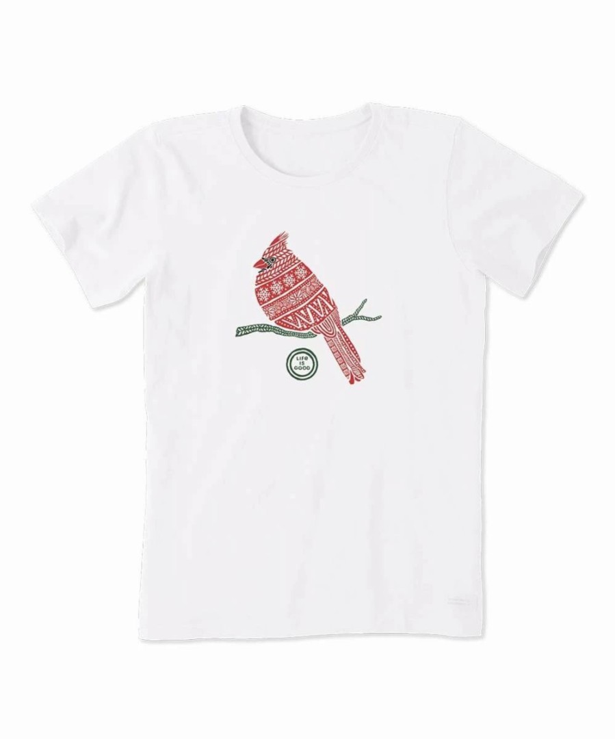 Clearance * Top 10 Life Is Good Cloud White & Red 'Life Is Good' Cardinal Tee Women