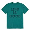 New * Top 10 Life Is Good Spruce Green 'Life Is Good' Crusher Crewneck Tee Men & Big