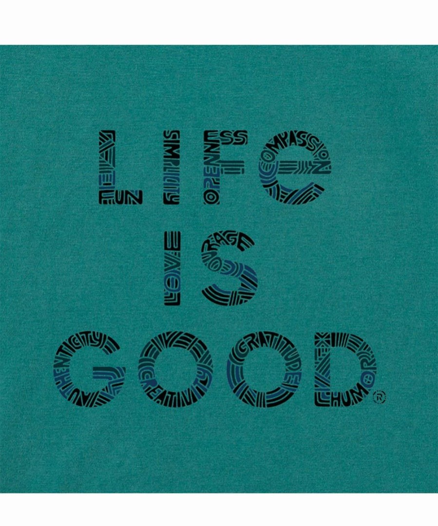 New * Top 10 Life Is Good Spruce Green 'Life Is Good' Crusher Crewneck Tee Men & Big