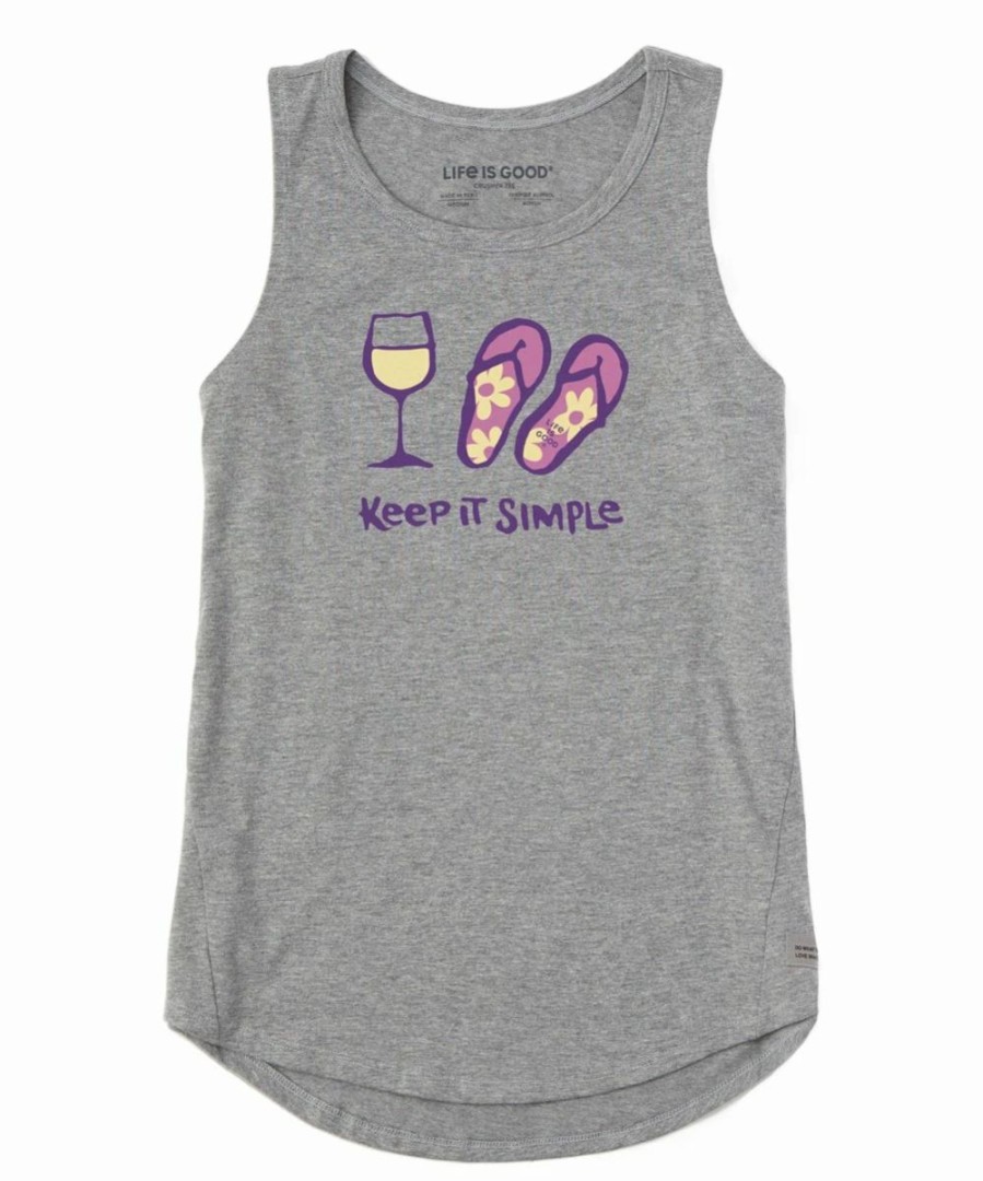 Clearance * Discount Life Is Good Heather Gray 'Keep It Simple' Flip-Flops Crusher Hi-Low Tank Women