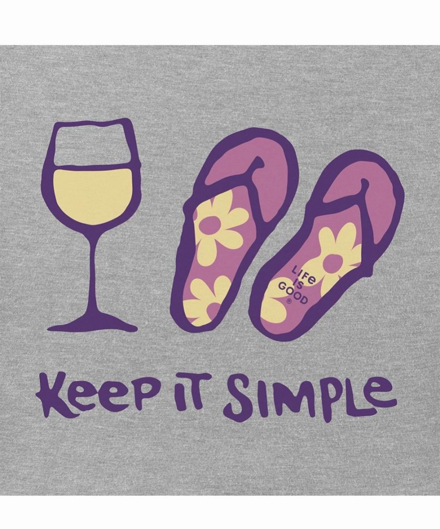 Clearance * Discount Life Is Good Heather Gray 'Keep It Simple' Flip-Flops Crusher Hi-Low Tank Women