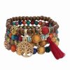 New * Best Sale Lady Arya Blue & Red Tree Of Life Beaded Bracelet Set