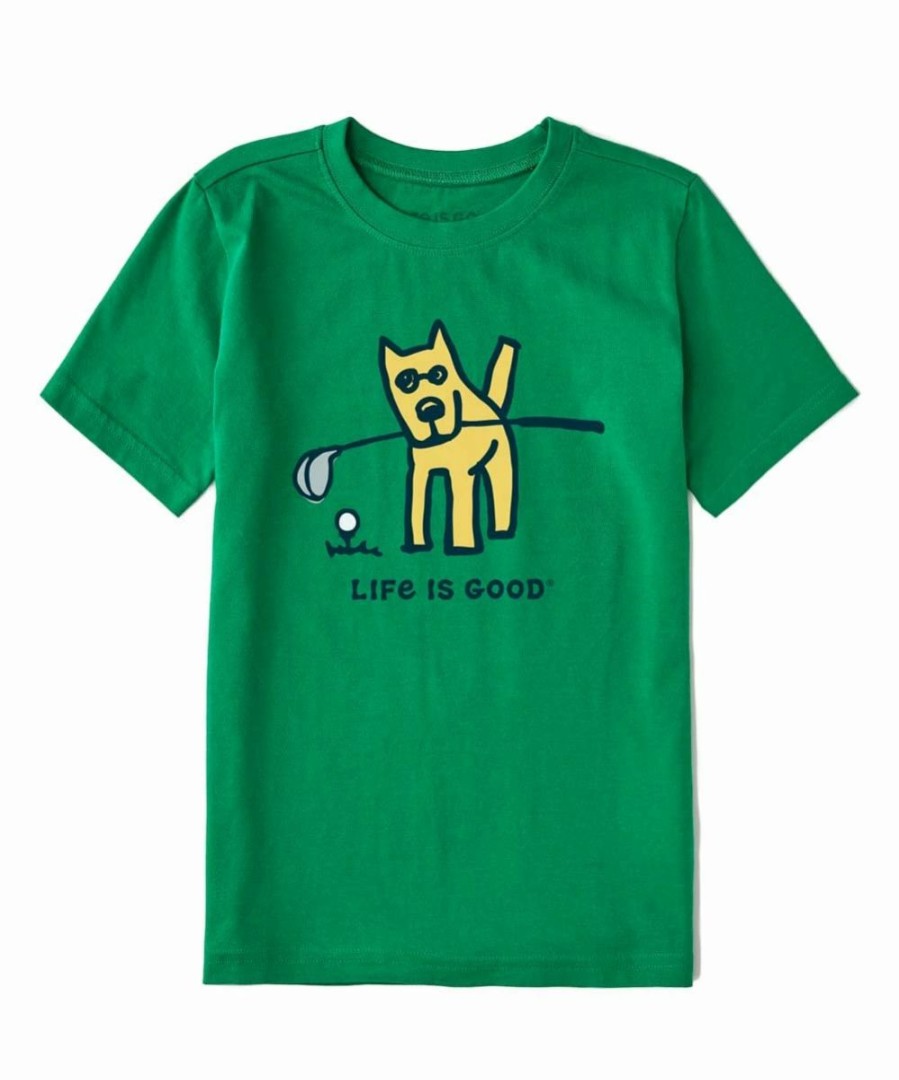 Clearance * Budget Life Is Good Kelly Green 'What'S Poppin?' Crusher Crewneck Tee Boys