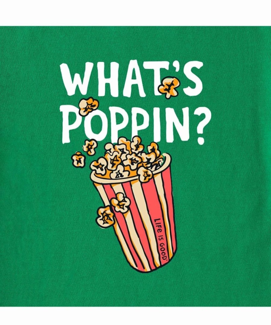 Clearance * Budget Life Is Good Kelly Green 'What'S Poppin?' Crusher Crewneck Tee Boys