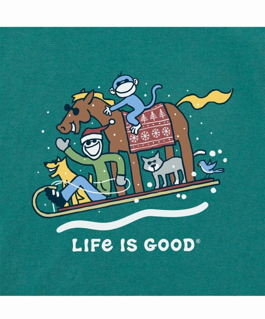 New * Best Sale Life Is Good Spruce Green 'Life Is Good' Sled Crusher Long-Sleeve Tee Men