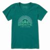 New * Brand New Life Is Good Spruce Green 'Breathe' Forest Tree Crusher Crewneck Tee Women