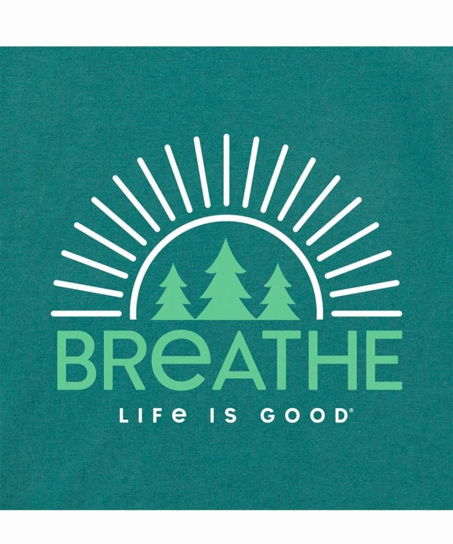 New * Brand New Life Is Good Spruce Green 'Breathe' Forest Tree Crusher Crewneck Tee Women