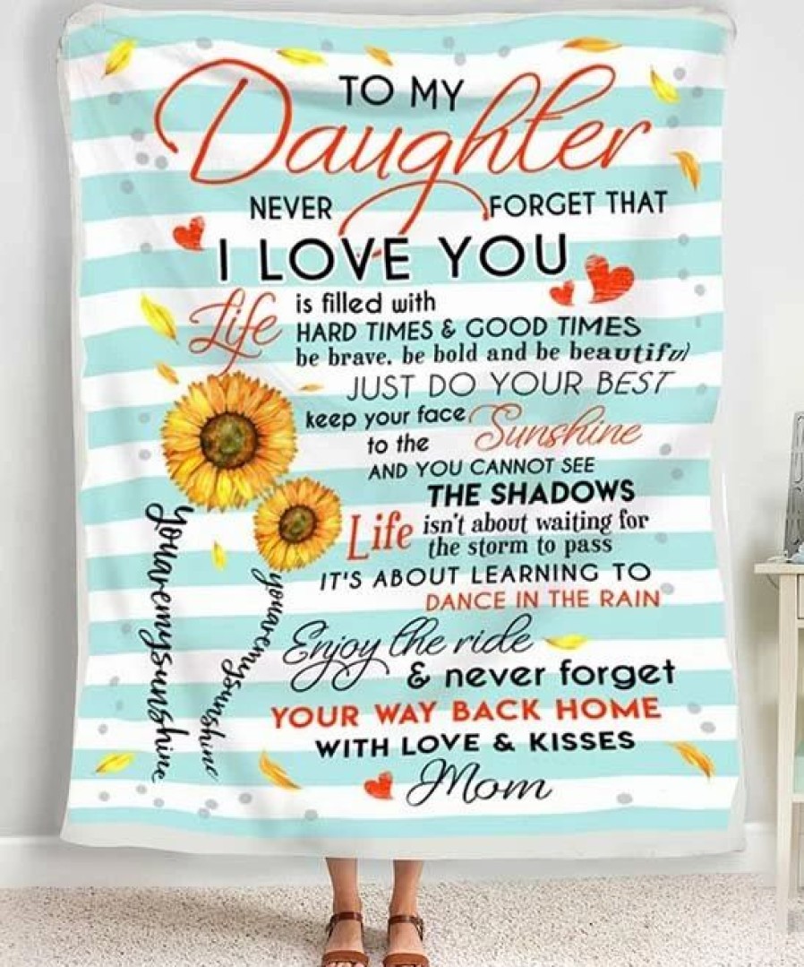 Wholesale * Discount Towelette Blue Sunflower Stripe 'To My Daughter' Throw