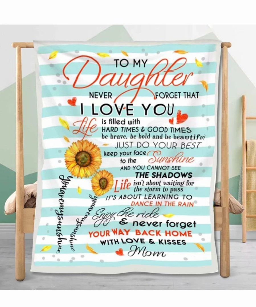 Wholesale * Discount Towelette Blue Sunflower Stripe 'To My Daughter' Throw