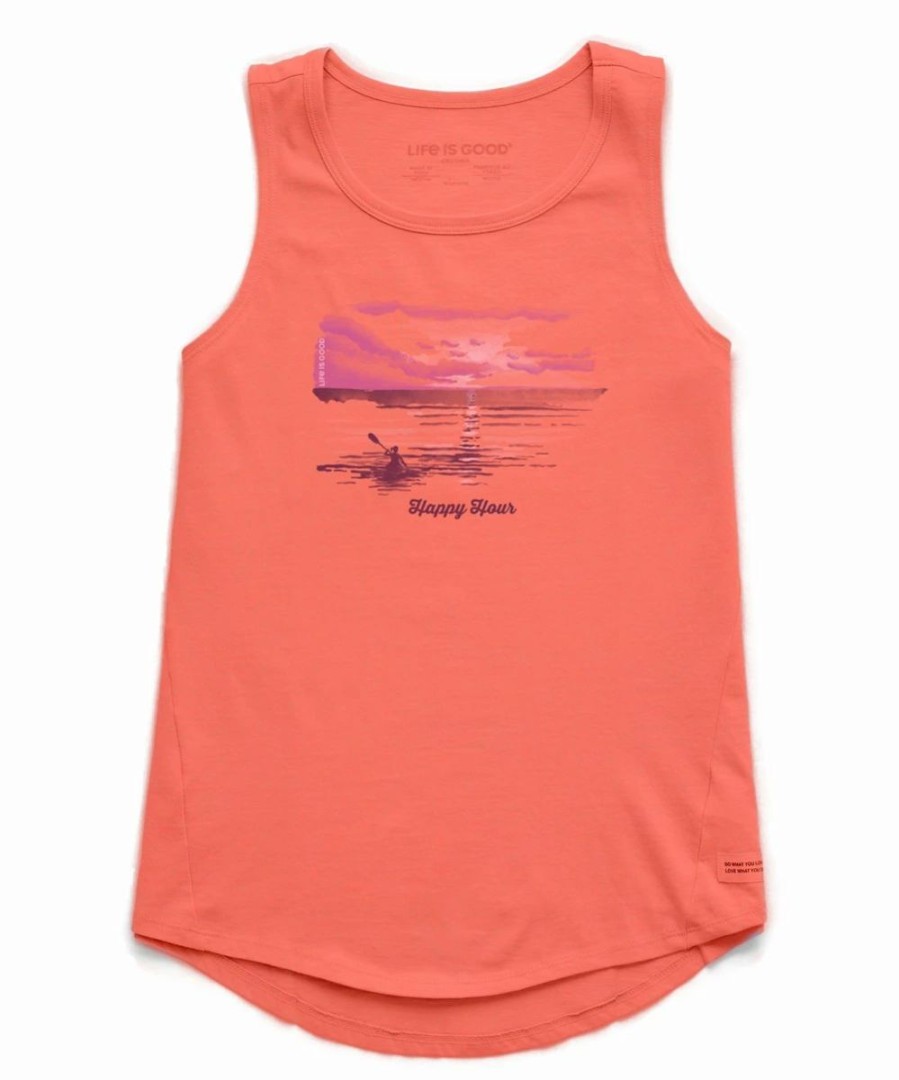 Best * Hot Sale Life Is Good Mango Orange 'Happy Hour' Sunset Kayak Hi-Low Tank Women & Plus