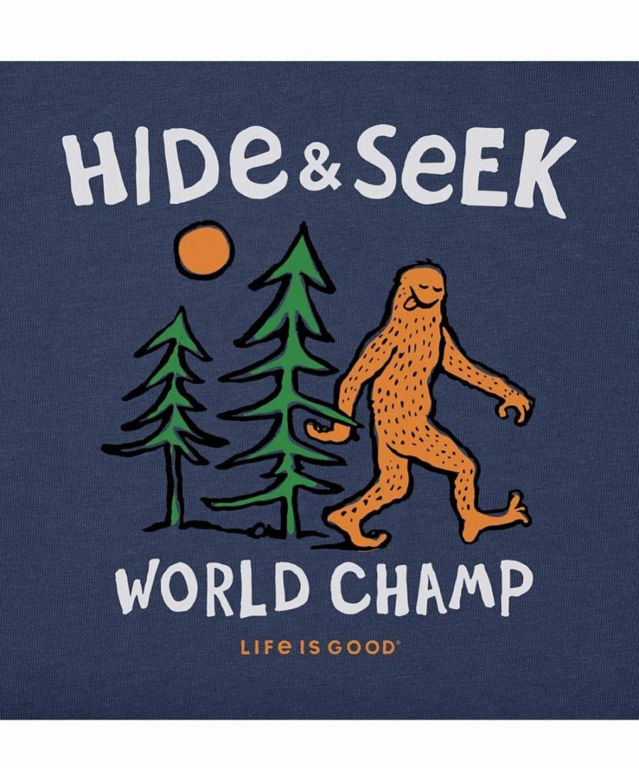 Online * Deals Life Is Good Darkest Blue 'Hide & Seek World Champ' Logo Crewneck Tee Kids