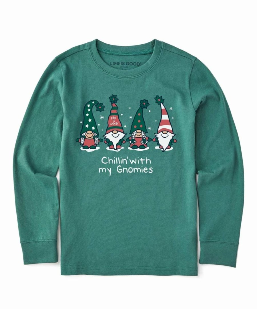 Hot * Discount Life Is Good Spruce Green 'Chillin' With My Gnomies' Crusher Long-Sleeve Top Kids