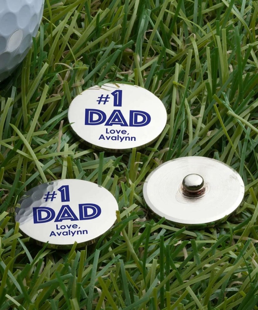 New * Best Sale Personalized Planet Silvertone & Blue '#1 Dad' Personalized Golf Ball Marker Set