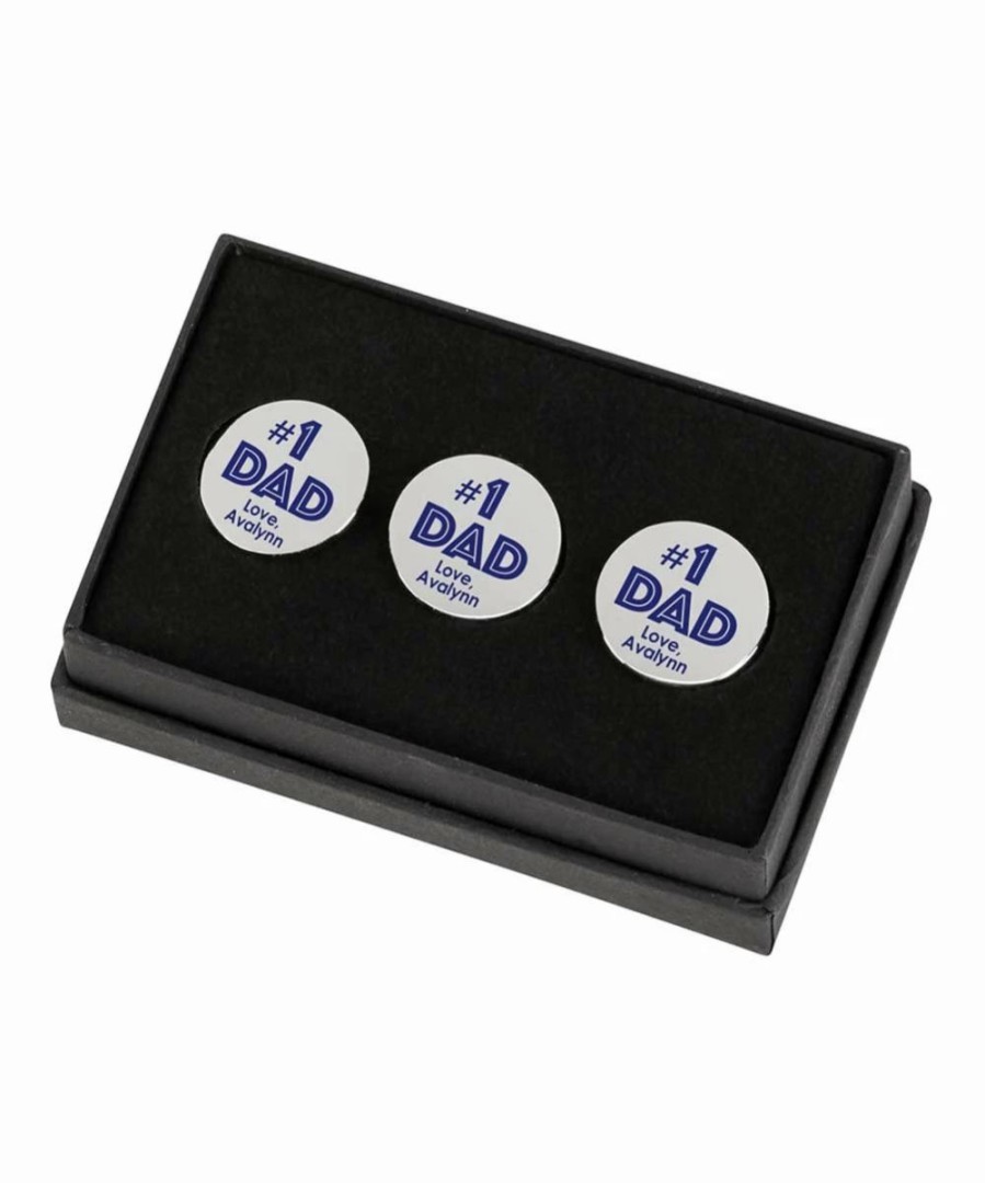 New * Best Sale Personalized Planet Silvertone & Blue '#1 Dad' Personalized Golf Ball Marker Set