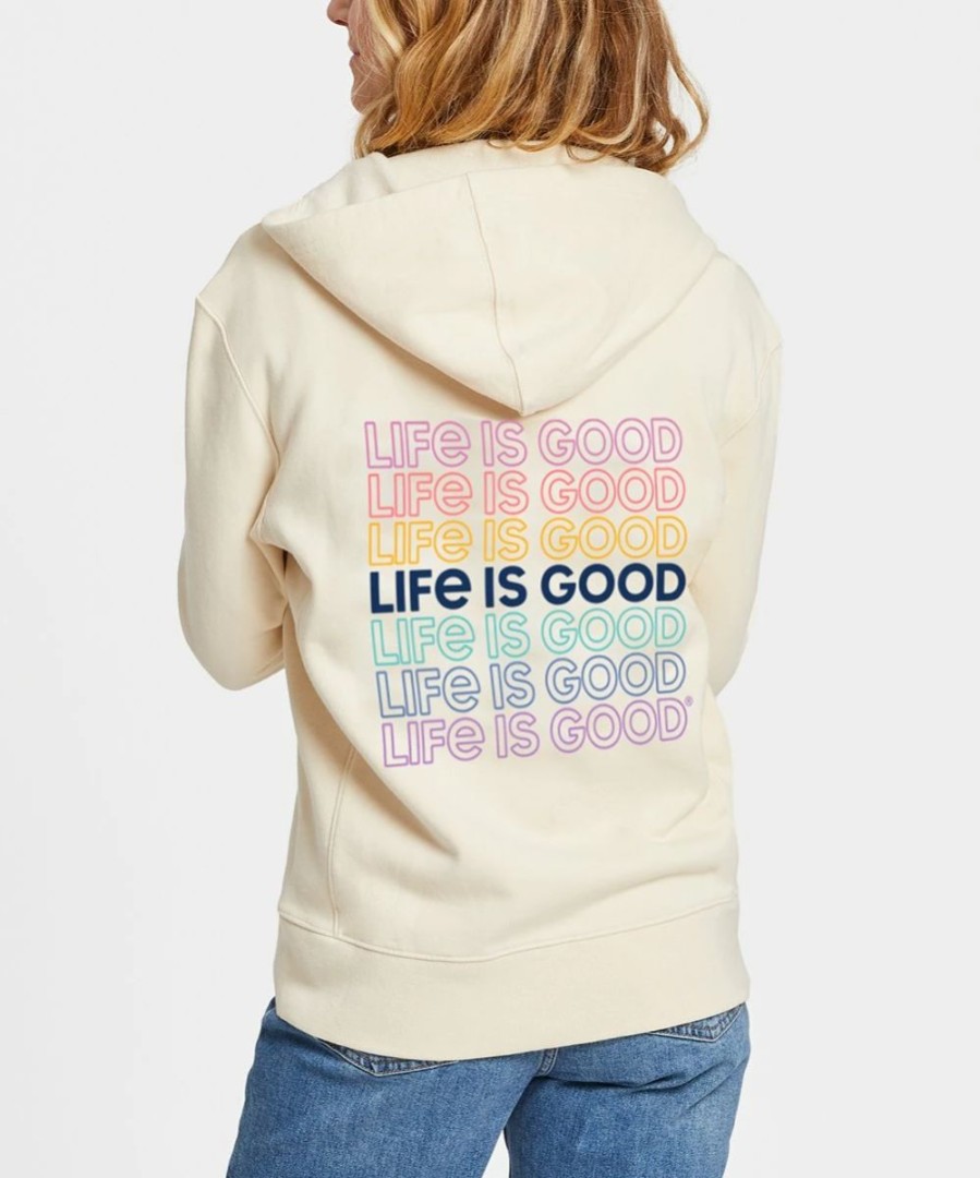 Online * Promo Life Is Good Putty White 'Life Is Good' Simply True Zip-Up Hoodie Women