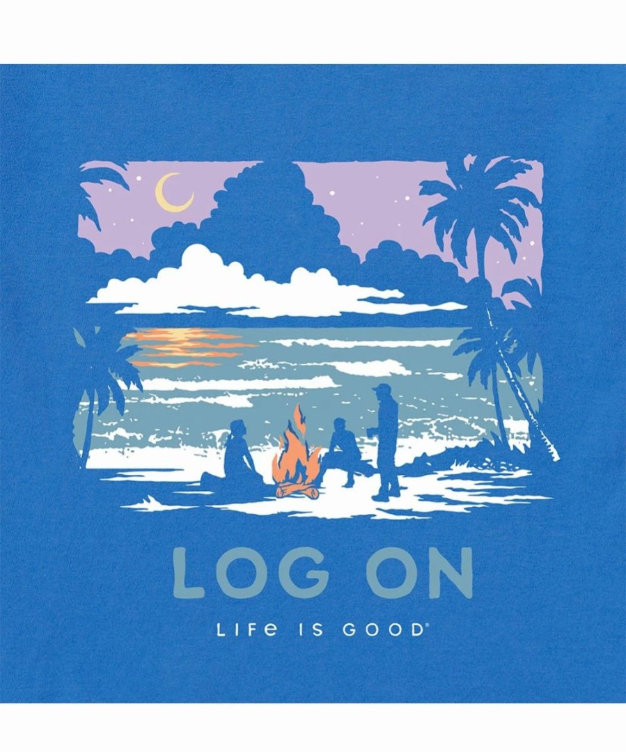 Hot * Cheapest Life Is Good Royal Blue 'Log On' Bonfire Crusher-Lite Crewneck Tee Men & Big