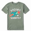 New * Promo Life Is Good Moss Green 'Rocket Scientist' Logo Crewneck Tee Boys