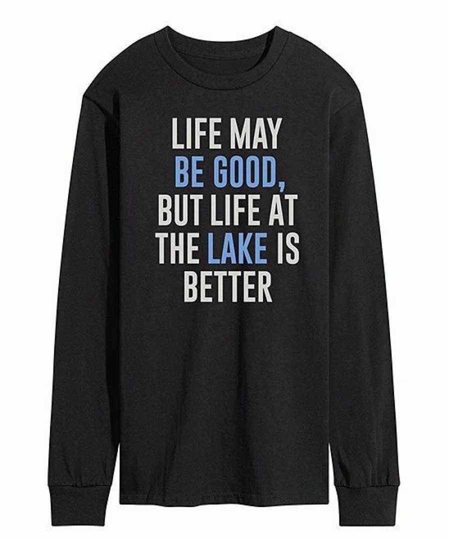 Online * Buy Instant Message Men'S Black 'Life At The Lake Is Better' Long-Sleeve Tee Men