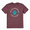 New * Brand New Life Is Good Mahogany Brown 'My Dog Rescued Me' Crusher Crewneck Tee Men