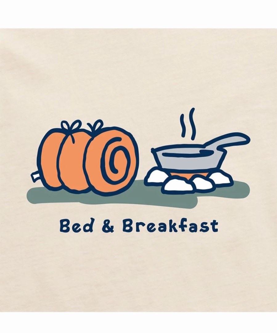 Online * Cheapest Life Is Good Putty White 'Bed & Breakfast' Crusher Crewneck Tee Men