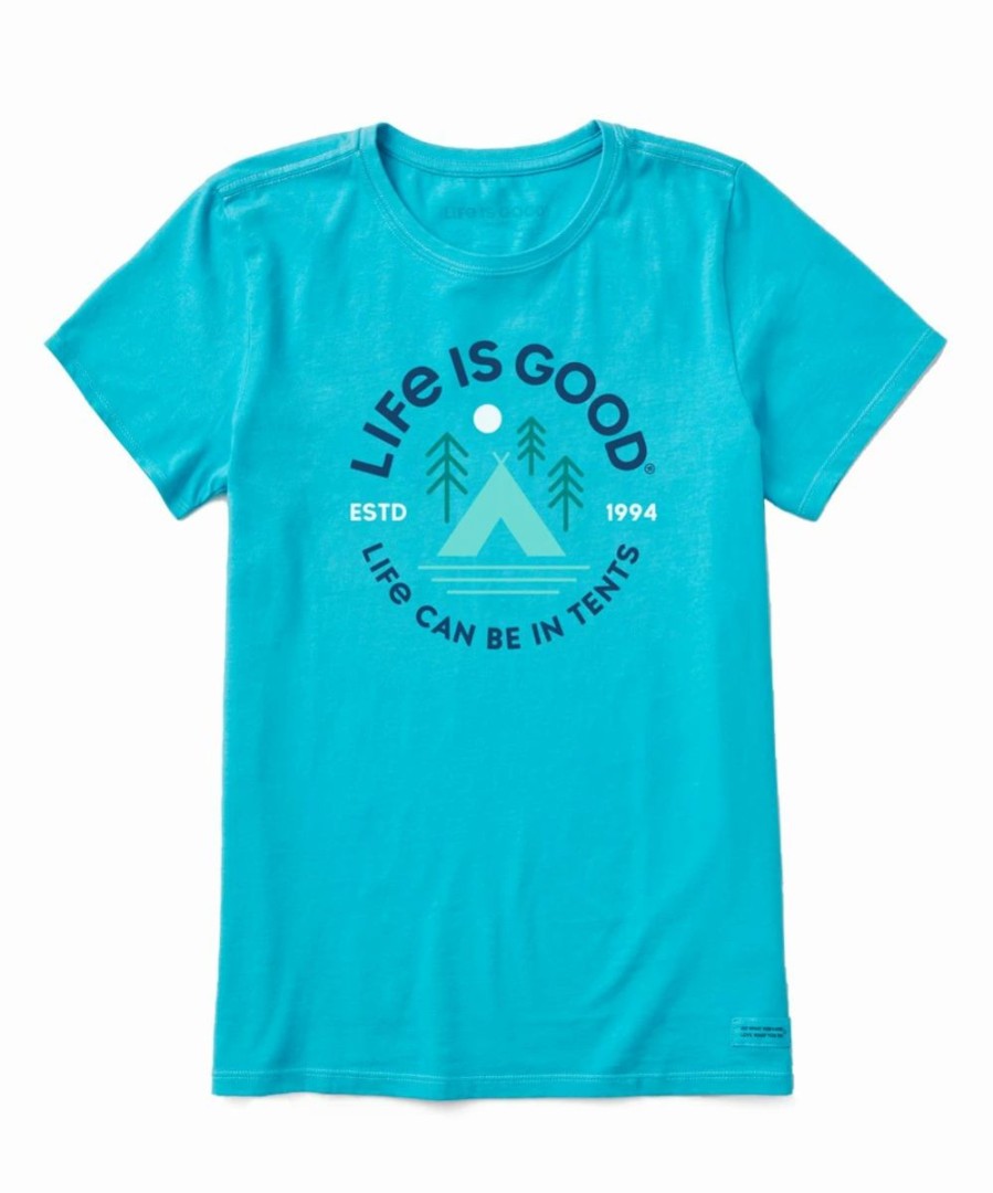 Wholesale * Cheapest Life Is Good Island Blue 'Life Can Be In Tents' Crusher-Lite Crewneck Tee Plus