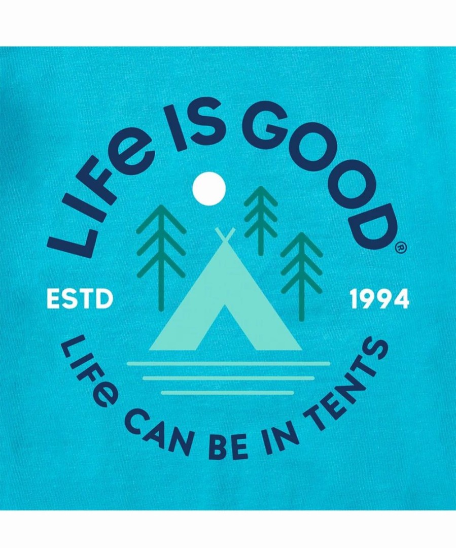 Wholesale * Cheapest Life Is Good Island Blue 'Life Can Be In Tents' Crusher-Lite Crewneck Tee Plus