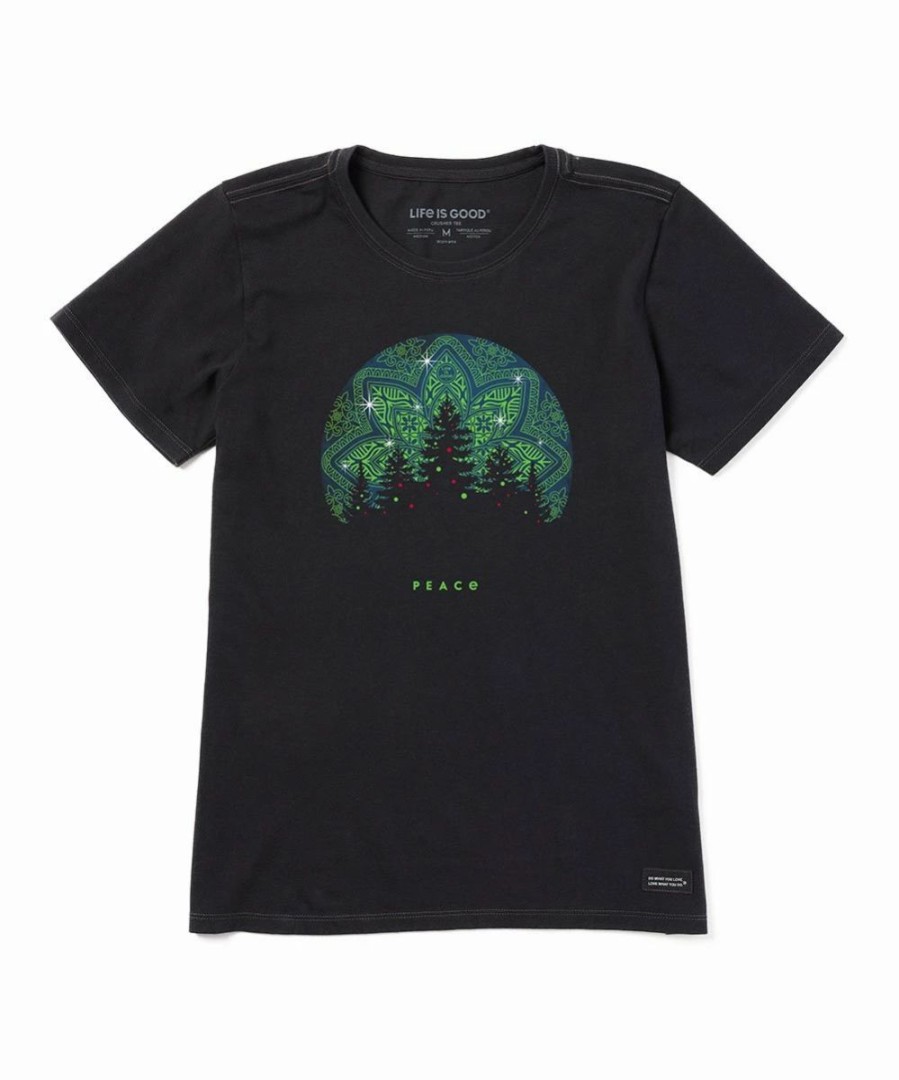 Clearance * Best Pirce Life Is Good Jet Black 'Peace' Twinkling Tree Crusher Tee Women