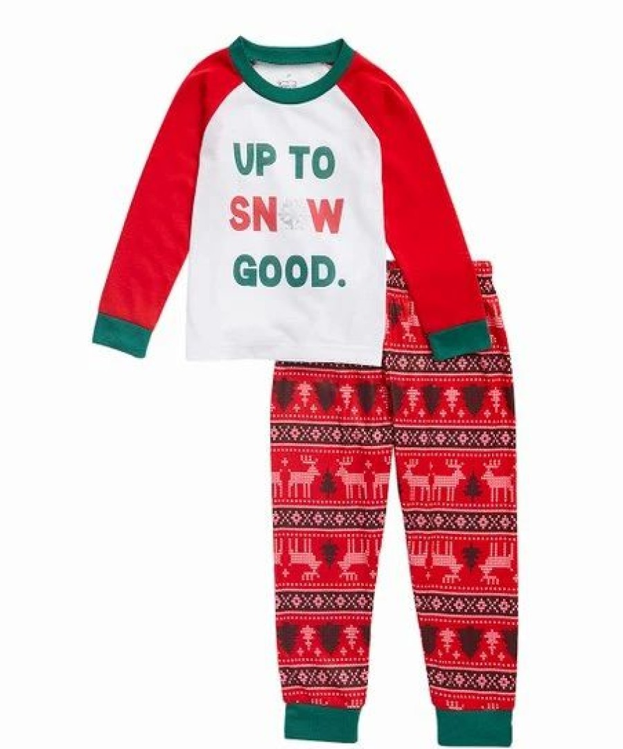 Best * Buy Night Life Red & Green 'Up To Snow Good' Raglan Pajama Set Kids