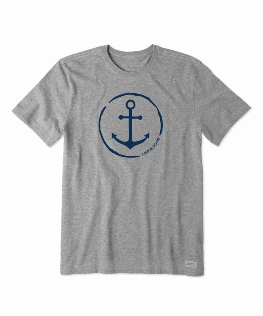 Clearance * Buy Life Is Good Heather Gray 'Life Is Good' Old Anchor Crusher Crewneck Tee Men