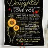 New * Budget Towelette Black Sunflower Stripe 'To My Daughter' Throw