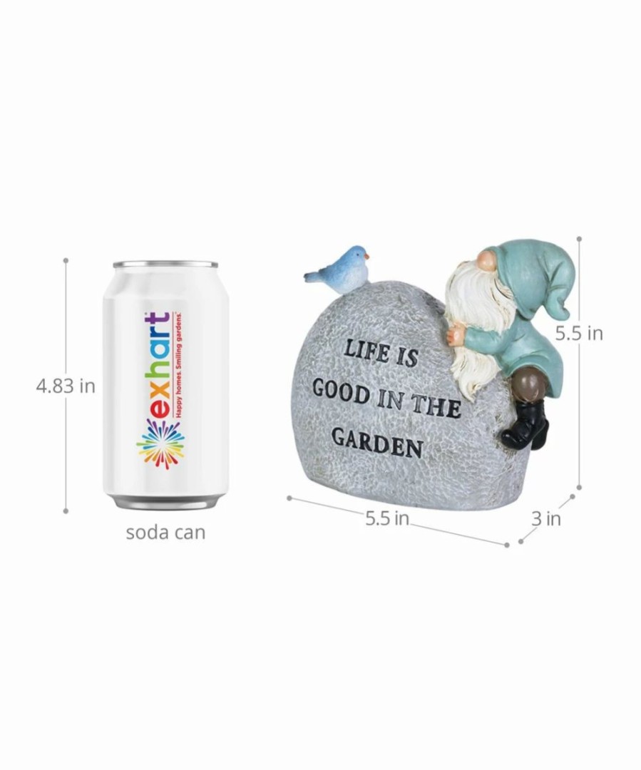 Best * Promo Exhart Teal 'Life Is Good' Solar Gnome Garden Stone