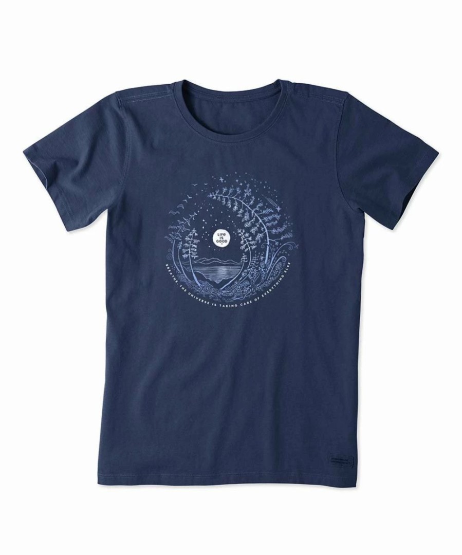 Hot * Buy Life Is Good Darkest Blue 'Breathe' Moon Crusher Tee Women