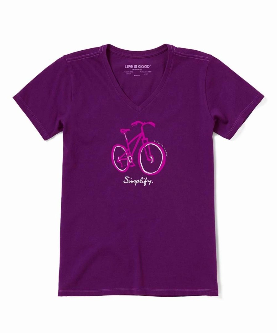 Best * Brand New Life Is Good Purple Haze Bike 'Simplify' Lite Crusher V-Neck Tee Plus