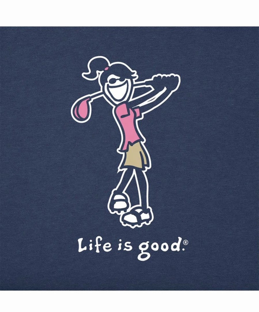 Clearance * Discount Life Is Good Darkest Blue 'Life Is Good' Golf Swing Crusher Crewneck Tee Plus